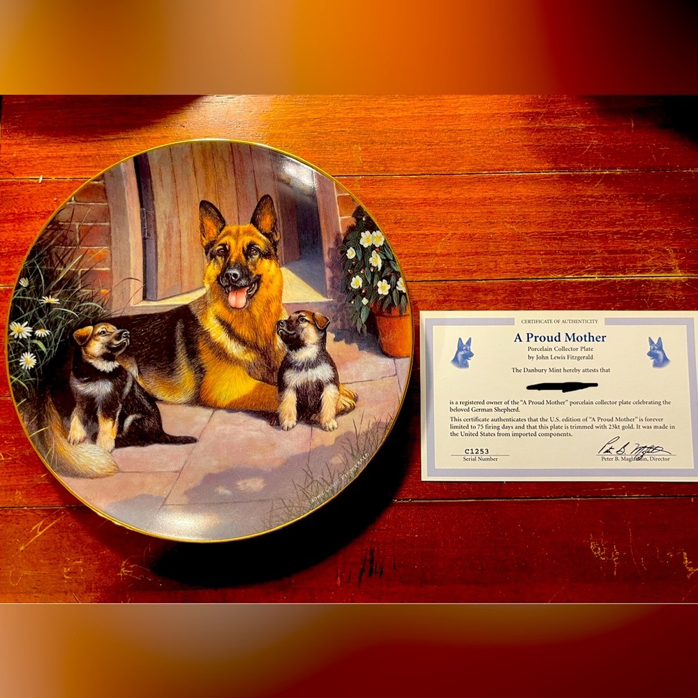 Danbury Mint German Shepherd plate
‘A Proud Mother’